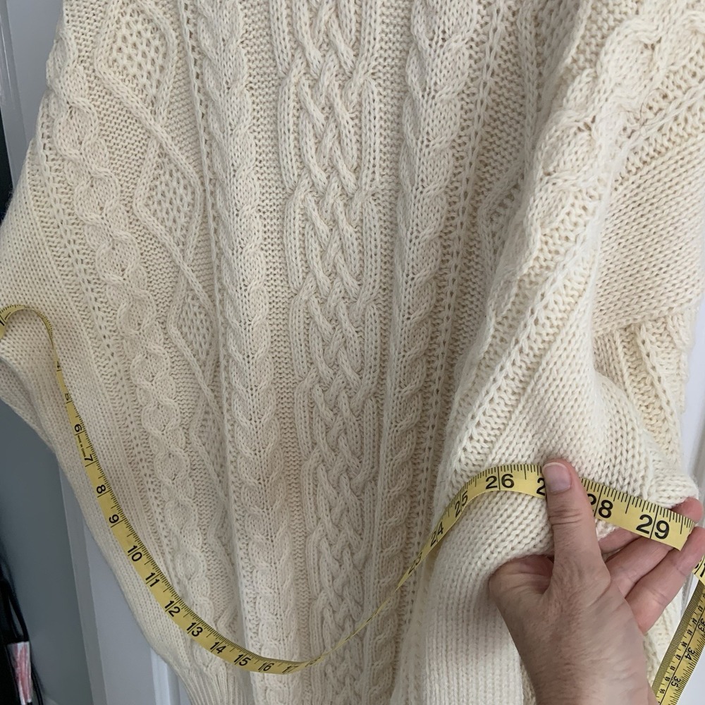 Blarney Woolen Mills Creme White Wool Cable Knit Chunky Sweater Men sz XXL EUC - Picture 4 of 8